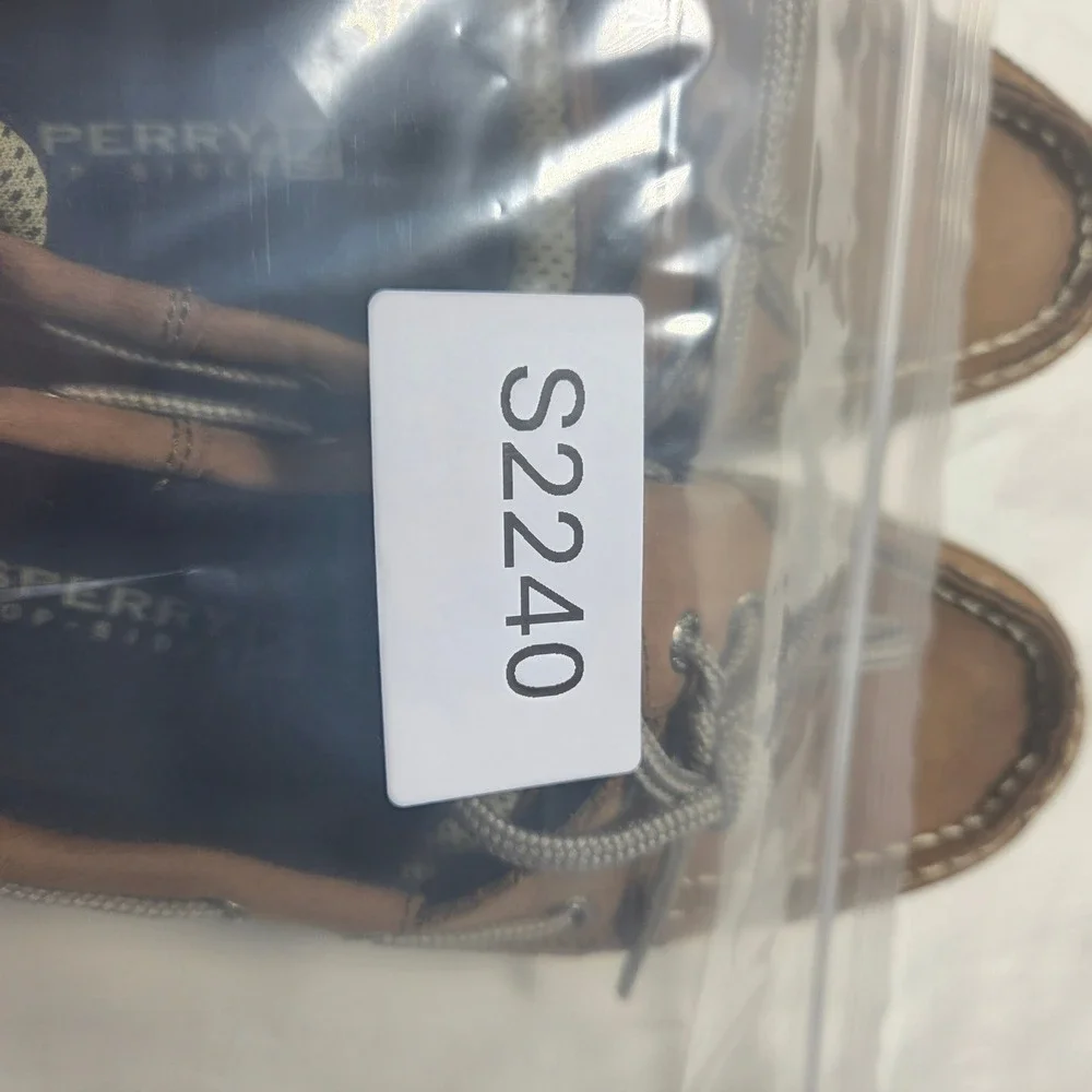 Sperry Top-Sider Lanyard Boys Brown Leather Mesh Boat Shoes YB46122A Size 2M